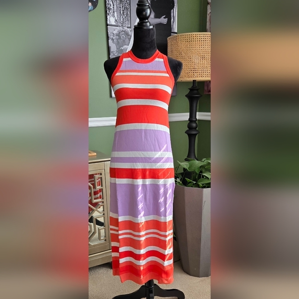 The Drop Gabriela High Neck Cut-in A-line Side-Slit Maxi Dress #1030 - Picture 3 of 8